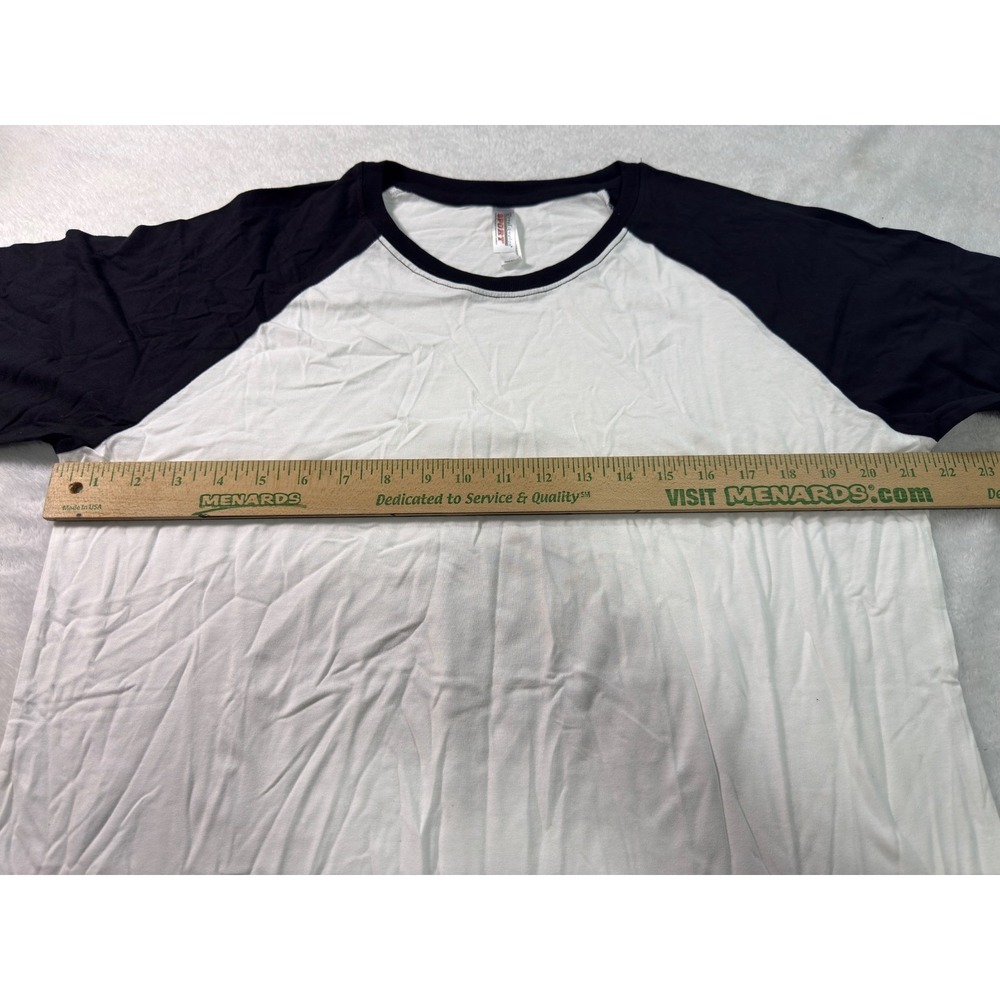 Royal Avalon Mens Baseball Raglan T-Shirt White Black Long Sleeve Cotton L - Picture 6 of 8